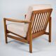 Fauteuil restauré des années 60, rose, bois de teck