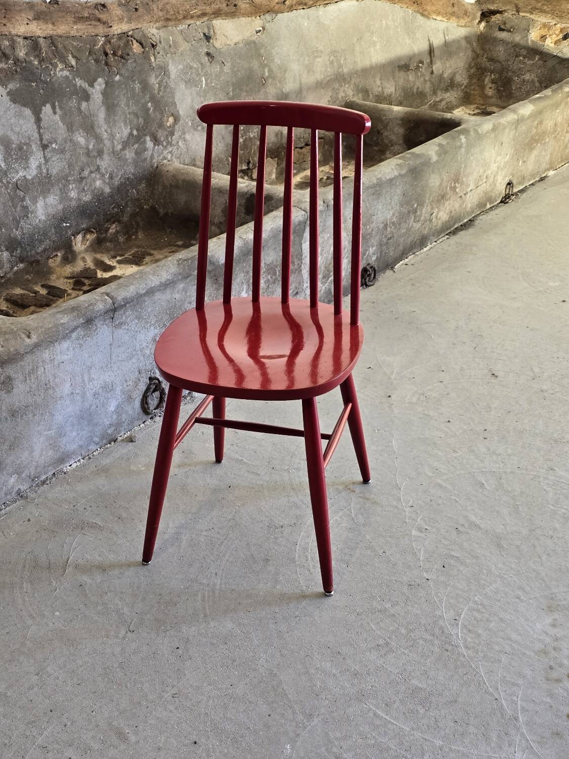 Tapiovaara style red bistro chair