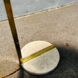 Lampada da terra in vetro opalino e ottone, anni '60