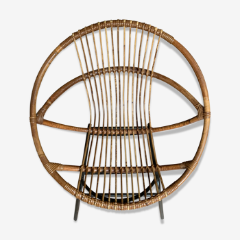 Chair loveuse rattan-bamboo armchair 1950