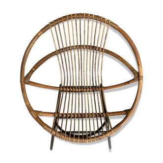 Chair loveuse rattan-bamboo armchair 1950