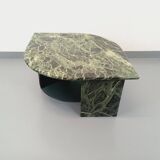 Vintage square coffee table with 2 green marble and smoked glass tops
