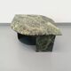 Vintage square coffee table with 2 green marble and smoked glass tops