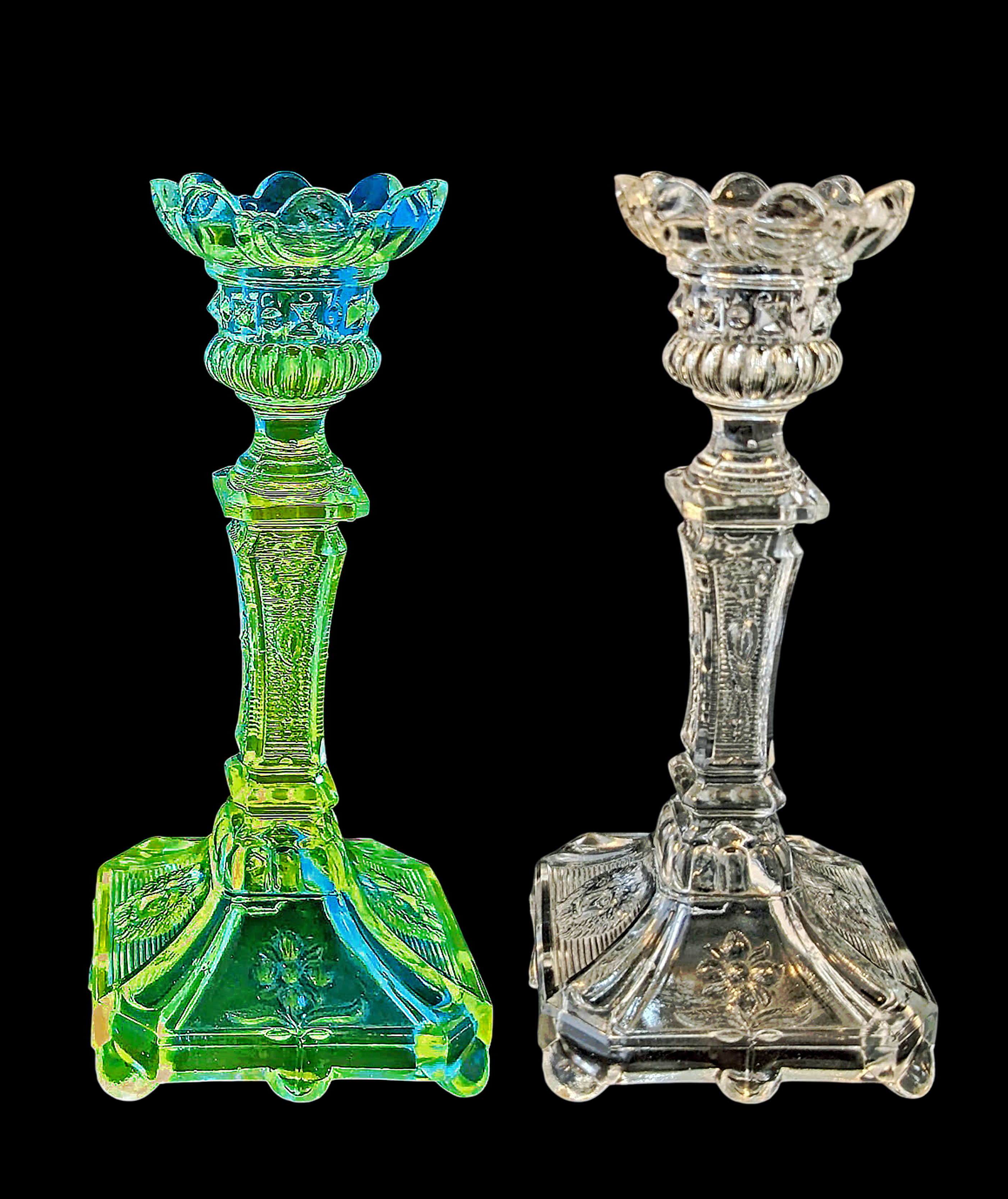 Antique German Crystal Candle Holders (1900-1930) Fenne Glashütte