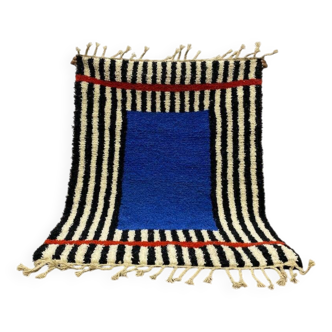 TAPIS BLEU ZEBRA EN LAINE 150cmx250cm