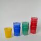 Set of 8 water glasses, red, green, yellow and blue, 1970