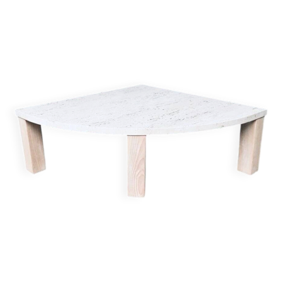 Mid-Century Modern Travertine Edge Side Table, Italy, 1970s