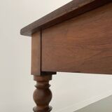 Walnut and pine drapery farmhouse table