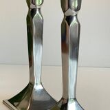 Pair of vintage cast aluminum candlesticks