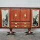 Mahogany pear tree, brass & glass top drawers sideboard from f.lli rigamonti desio, milan, 1940s