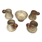 Pyrite stoneware cups and bowl from La Borne