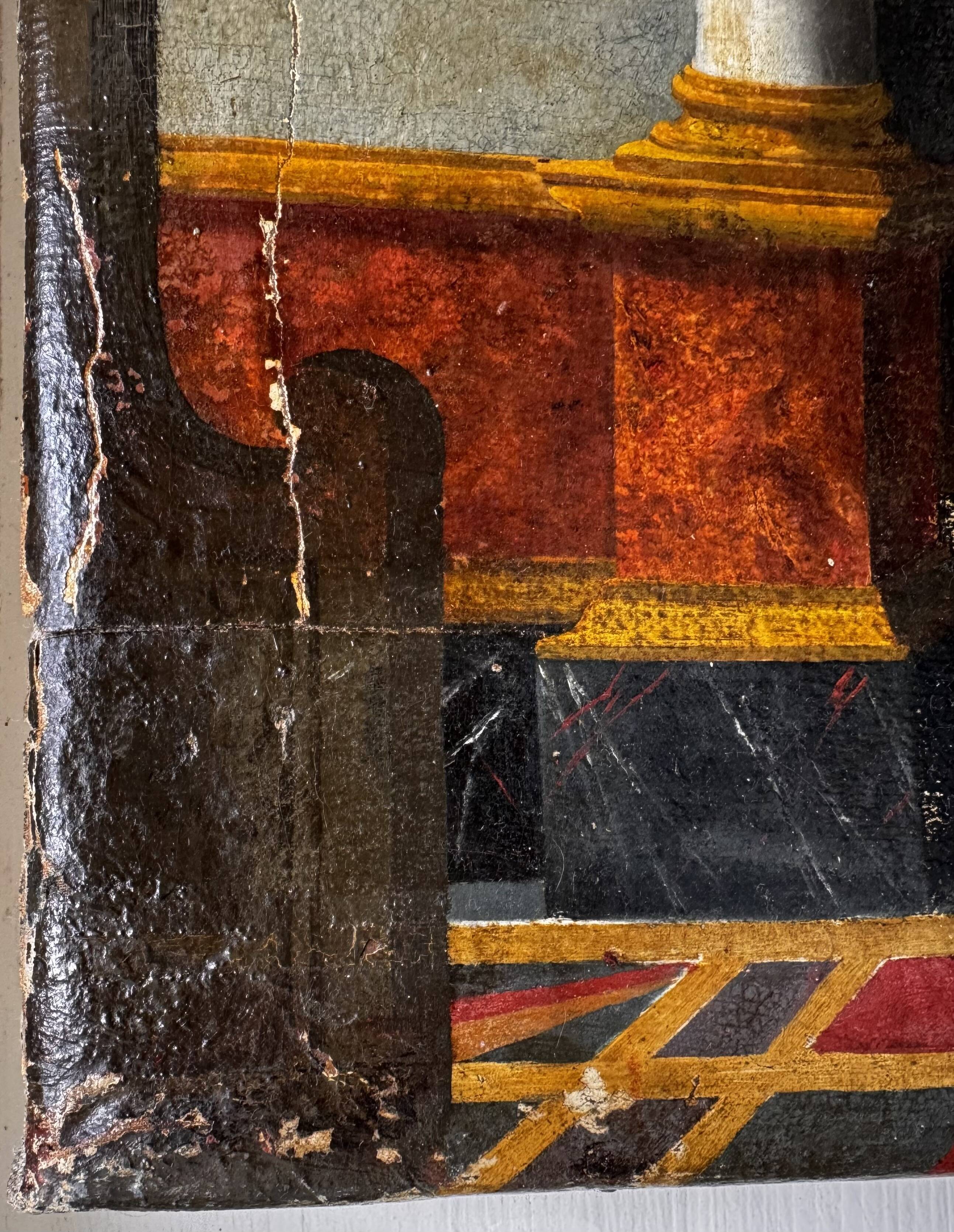 Interieur d'eglise - tableau italien  du milieu du XIXe siecle
