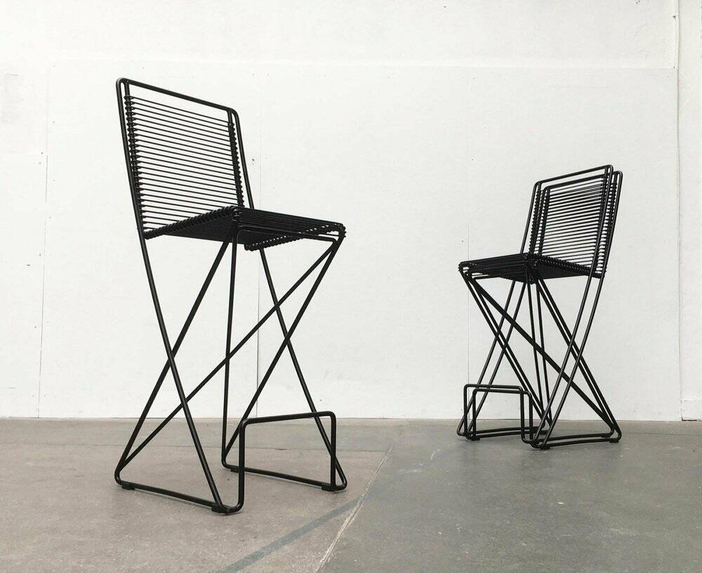 Postmodern black kitchen bar stool Kreuzschwinger by Till Behrens for Schlubach, 1980s.