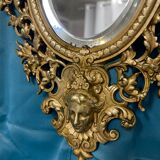 Bronze mirror napoleon III H39x23 decoration with putti and mascaron