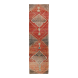 3x11 geometric red oushak runner