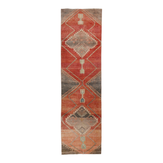 3x11 geometric red oushak runner