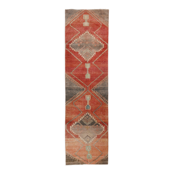 3x11 geometric red oushak runner