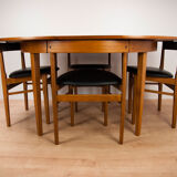 Vintage extendable dining table & 4 black chairs from Mcintosh,1960s