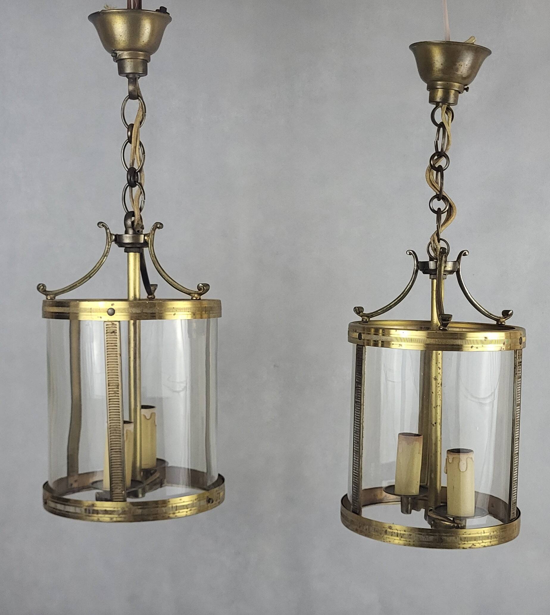 Pair of 1950s brass lanterns