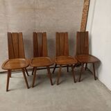 Set of 4 brutalist chairs style Franciszek Aplewicz
