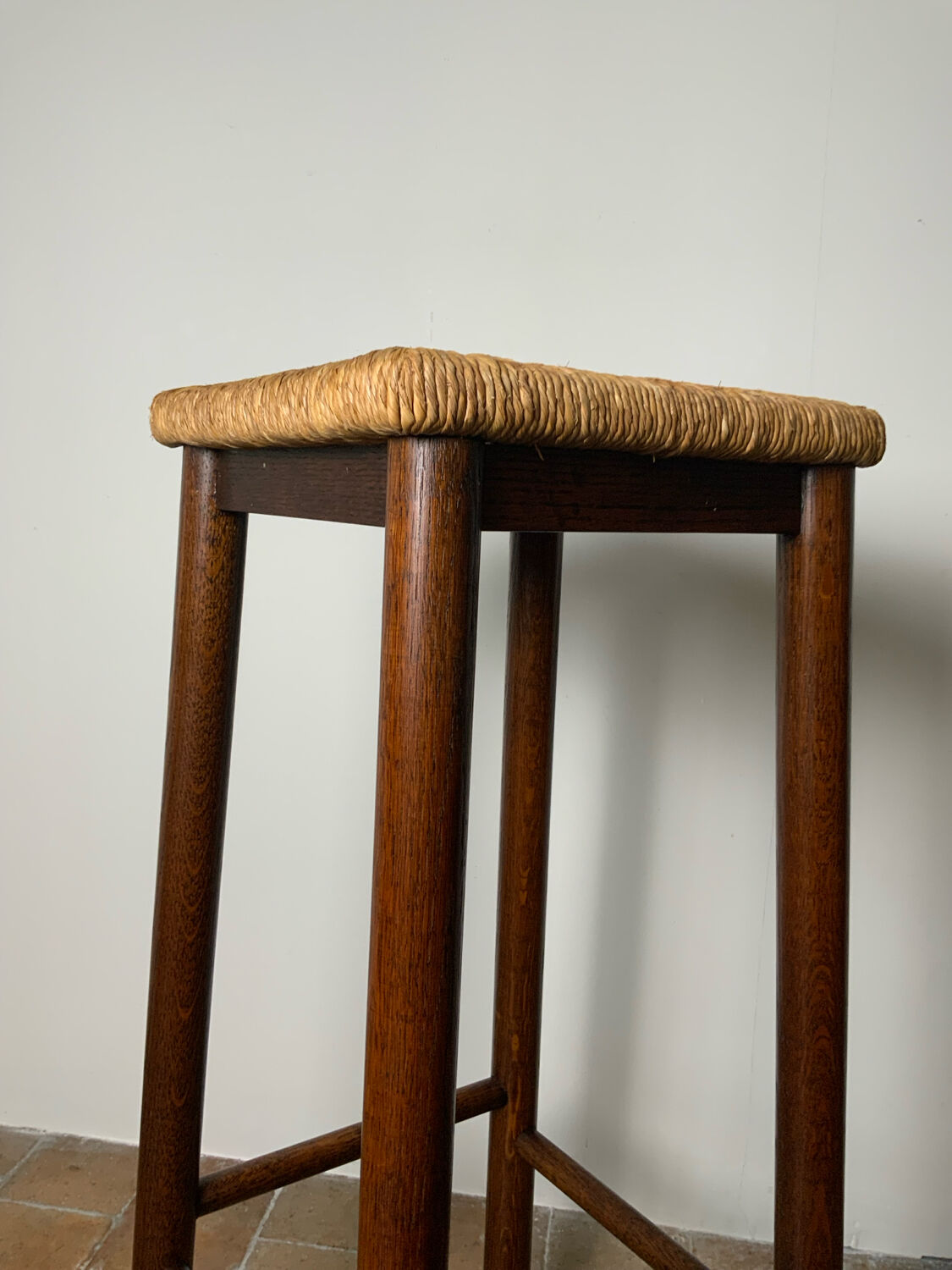High straw stool