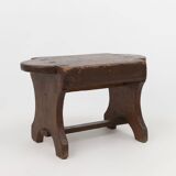 Tabouret bas rustique français en bois peint, vers 1900