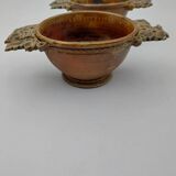 2 stoneware bowls with vine and grape decorations signed