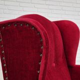 Fauteuil danois, originale, meuble en velours, pieds en bois de chêne