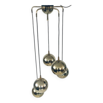 Golden Cascade 5-Ball Ceiling Lamp, Italy, 1980s