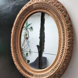 Miroir ovale en rotin
