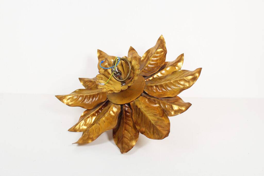 Wonderful large gilded Florentine flush mount light by Masca