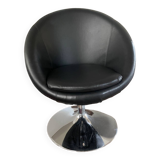 swivel faux leather armchair with chrome legs