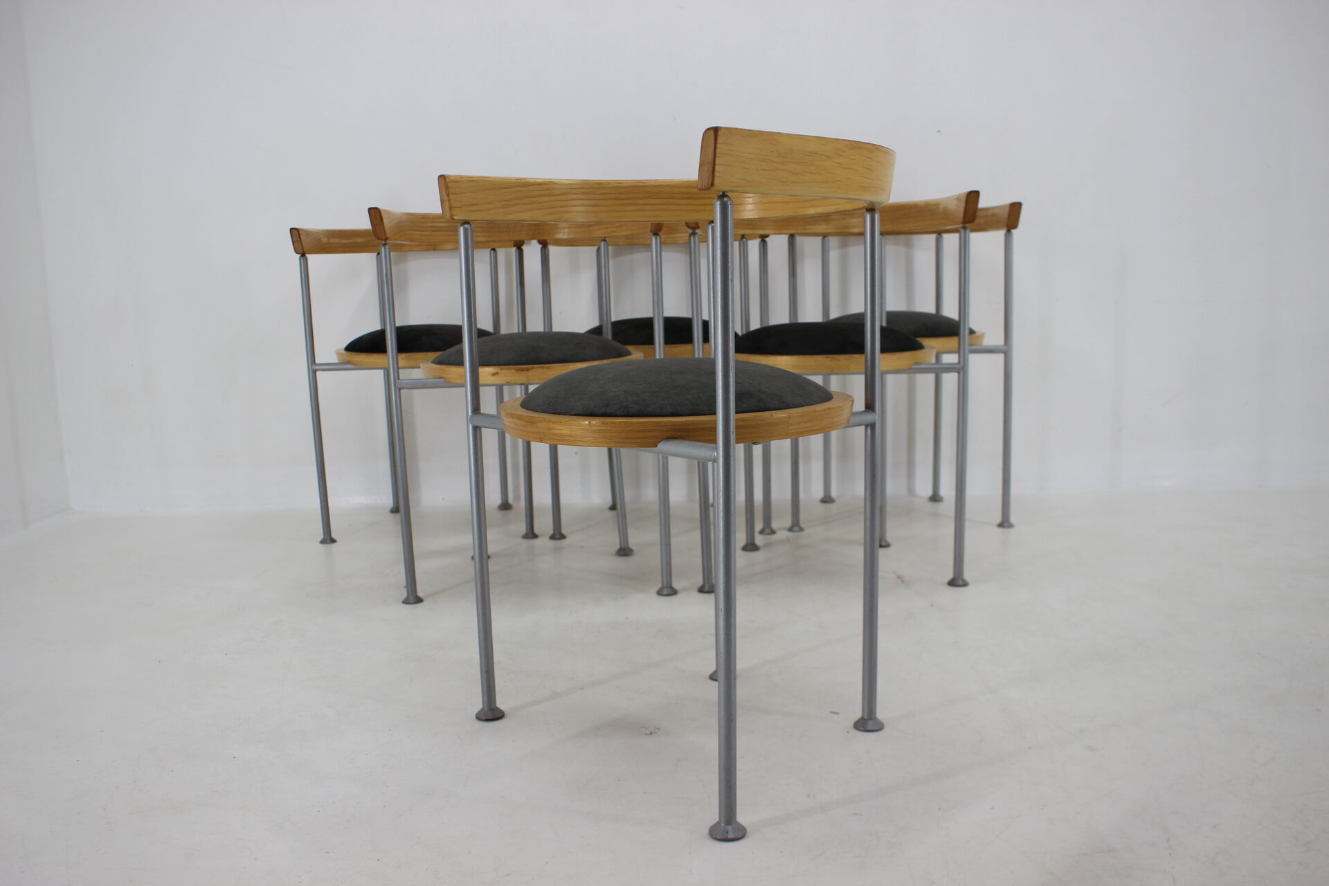 Set of 6 dining chairs by Börge Lindau for Bla Station Sweden 1990s