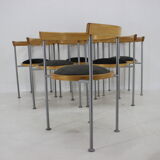 Set of 6 dining chairs by Börge Lindau for Bla Station Sweden 1990s