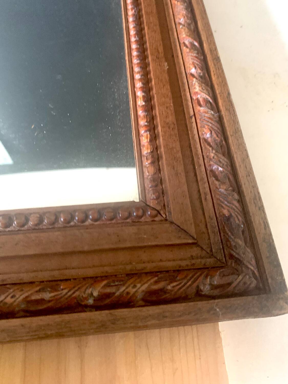 Old wooden frame mirror