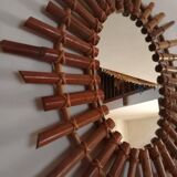 Sun mirror in bamboo and rattan, 70x55 cm