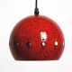 Mid Century red and black small enameled pendant lamp with original canopy