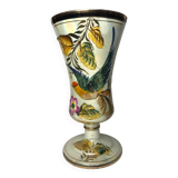 Bequet Quaregnon, pedestal vase with bird decoration circa 1950