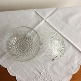 Set of 2 thick glass cups vintage