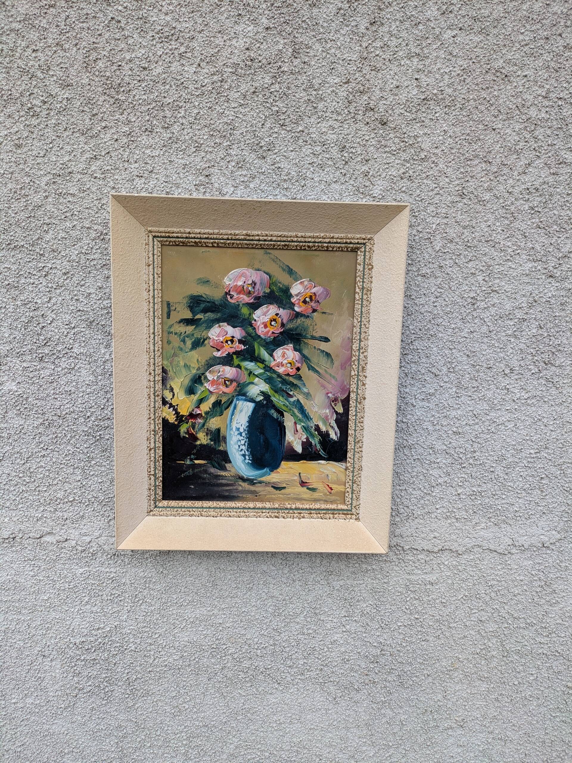 Oil on canvas, bouquet of ranunculus