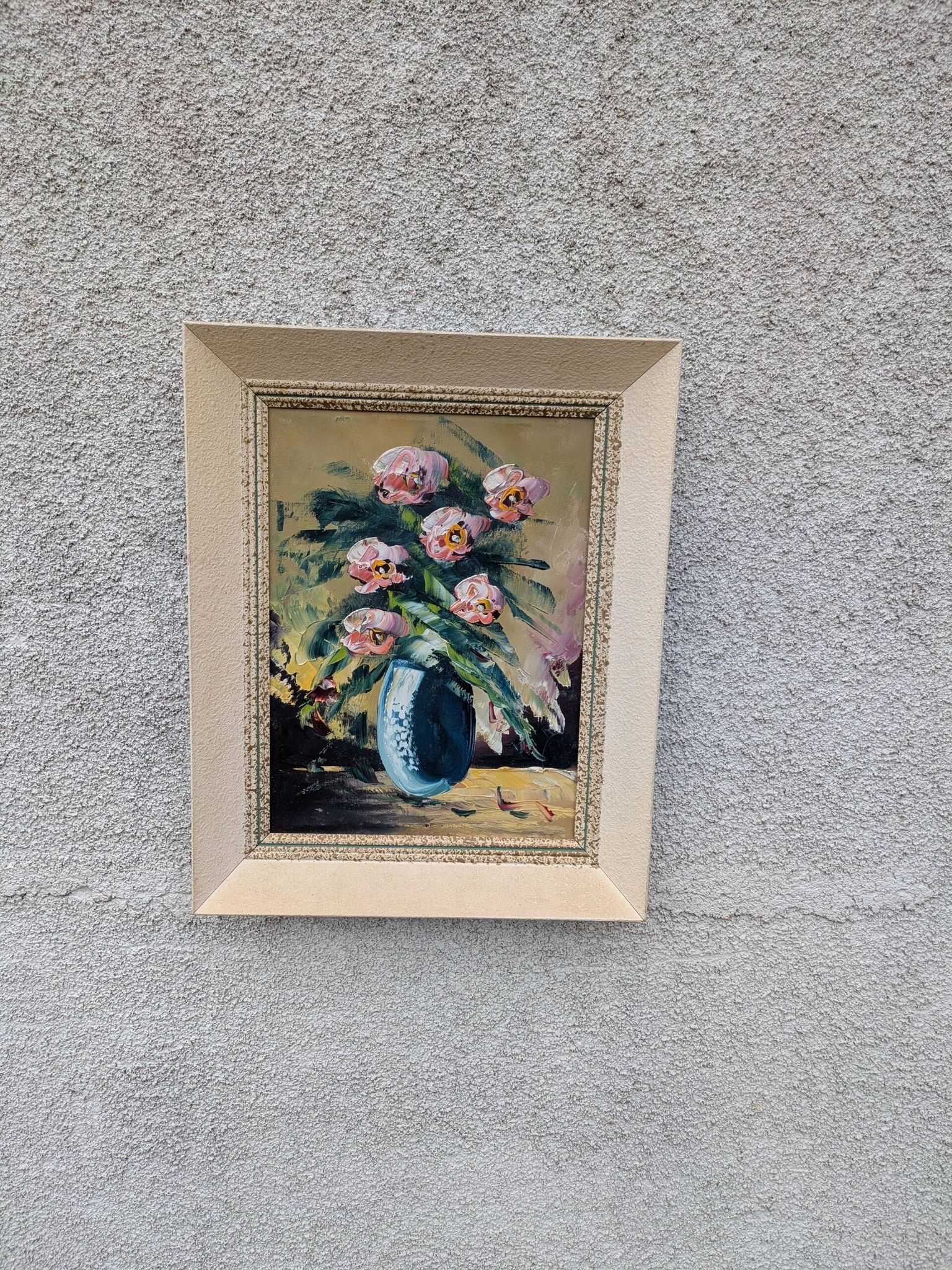 Huile sur toile, bouquet de renoncules