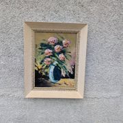 Huile sur toile, bouquet de renoncules