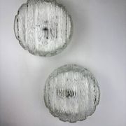 Pair of frozen glass round sconces, Germany, 1960s