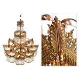 Gilt bronze chandelier with tassels with matching sconces