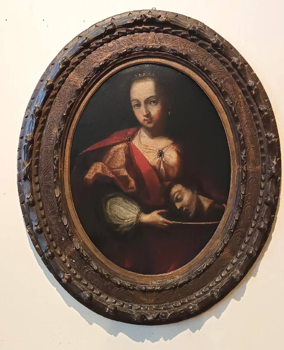 Old oil painting on canvas, Salome holding the head of John the Baptist - 18th century