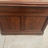 Napoleon III style flat desk with pedestal in 19th century mahogany
