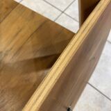 Scandinavian wooden side coffee table with vintage 50s swivel top