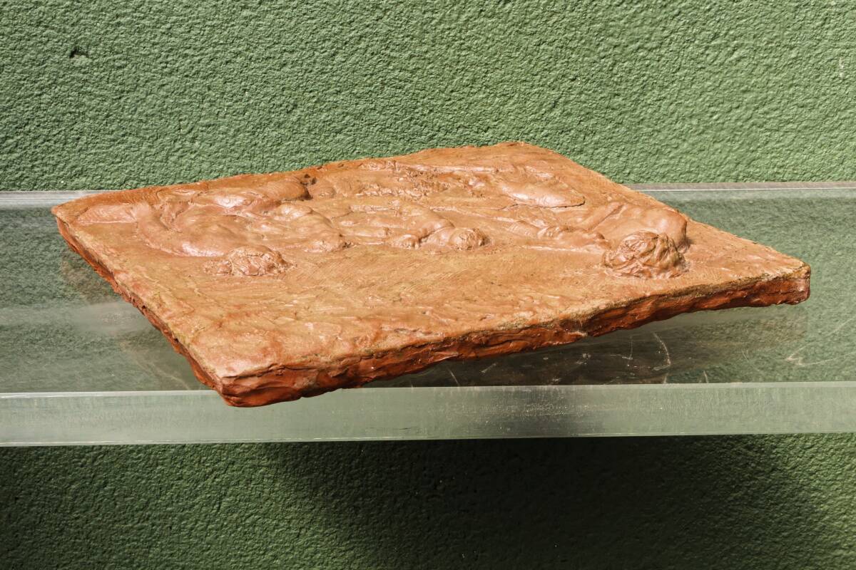 Terracotta bas-relief, satyrs, signed Clodion.