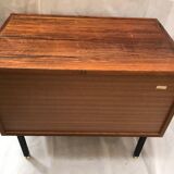 Commode 3 tiroirs laquée placage palissandre