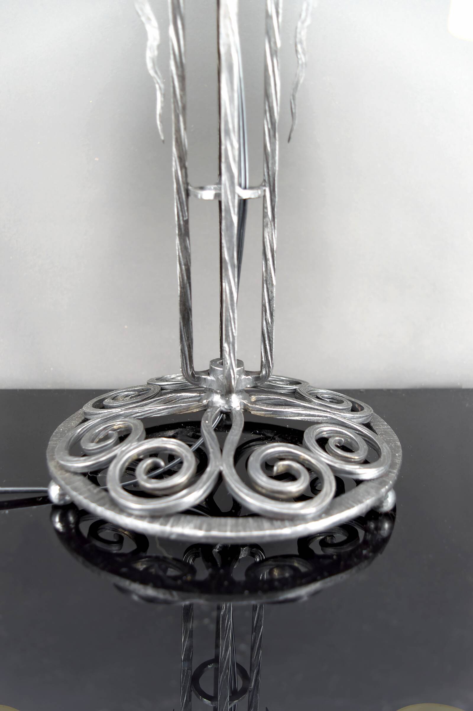 Important Wrought Iron Double-Headed Lamp by Schneider, Art Deco, c. 1920